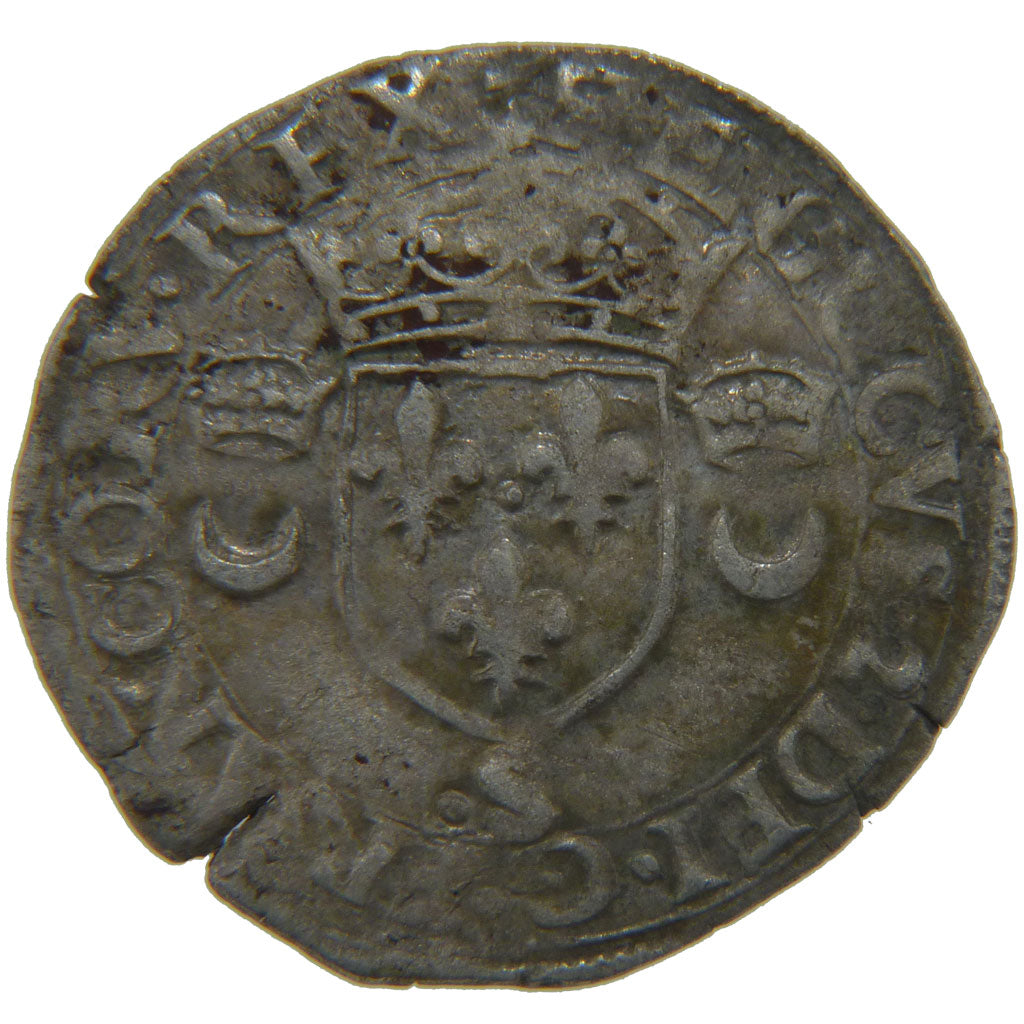 FRANCE, Douzain aux croissants, 1551, Troyes, VF(20-25), Silver, Ciani #1305,...