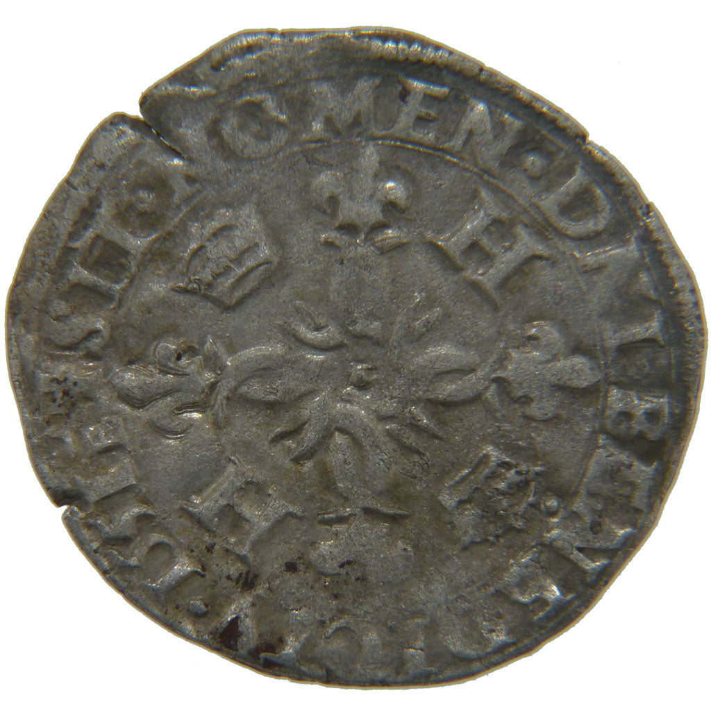 FRANCE, Douzain aux croissants, 1551, Troyes, VF(20-25), Silver, Ciani #1305,...