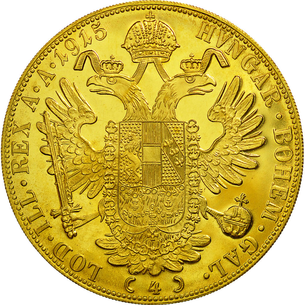 Austria, Franz Joseph I, 4 Ducat, 1915, Vienne, MS(64), Gold, KM:2276