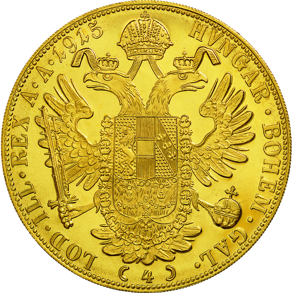 Austria, Franz Joseph I, 4 Ducat, 1915, Vienne, MS(64), Gold, KM:2276