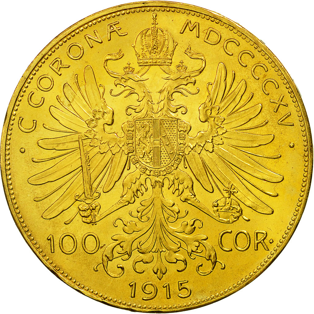 Coin, Austria, Franz Joseph I, 100 Corona, 1915, MS(63), Gold, KM:2819