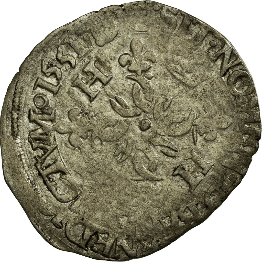 Coin, France, Douzain aux croissants, 1551, Romans, VF(20-25), Silver