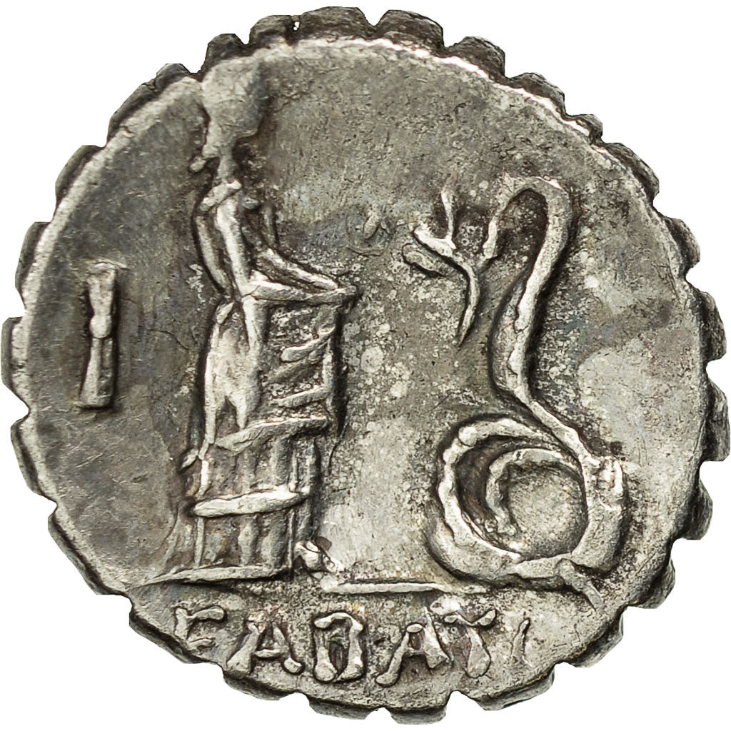 Coin, Roscia, Denarius Serratus, Rome, AU(55-58), Silver, Crawford:412/1
