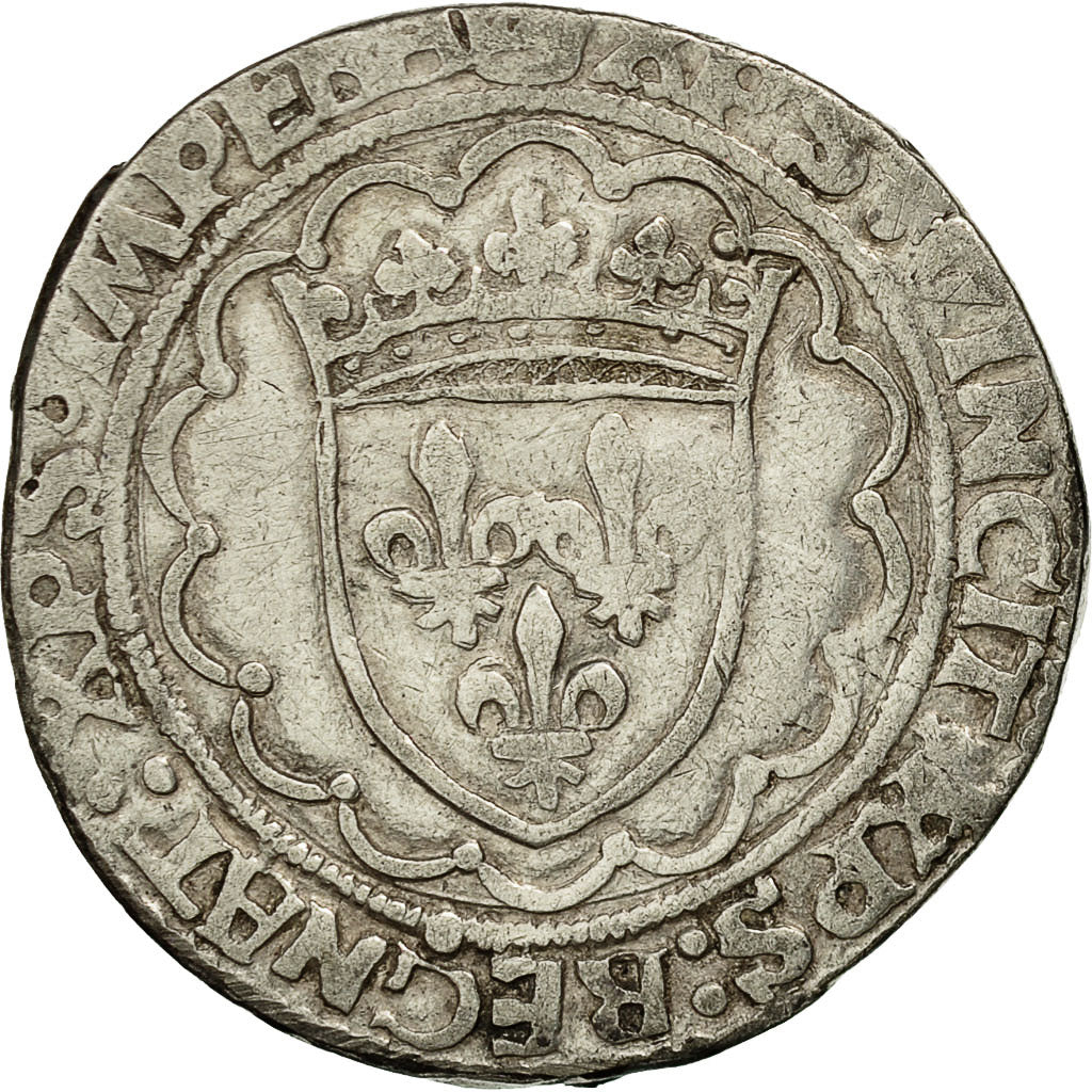 Moneta, Francia, François Ier, Teston, Rouen, MB+, Argento, Duplessy:794