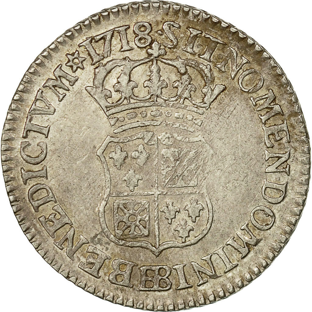 Coin, France, Louis XV, 1/10 Écu de France-Navarre, 1718 BB, PCGS MS62