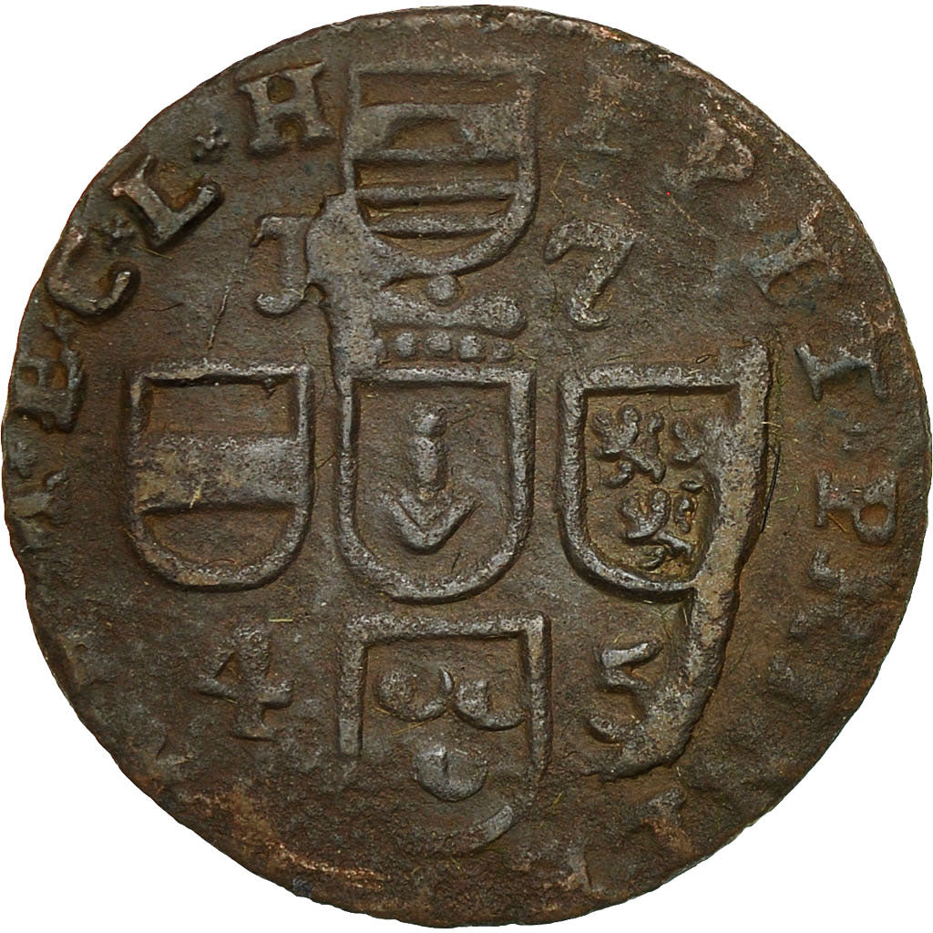 LIEGE, John Theodore, Liard, 1745, Liege, VF(20-25), Copper, KM:146