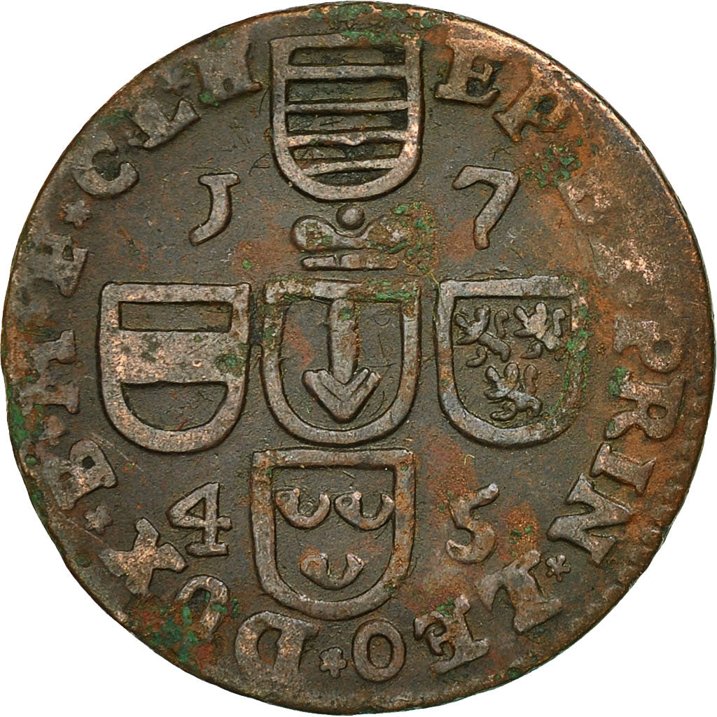 Coin, LIEGE, John Theodore, Liard, 1745, Liege, VF(30-35), Copper, KM:146