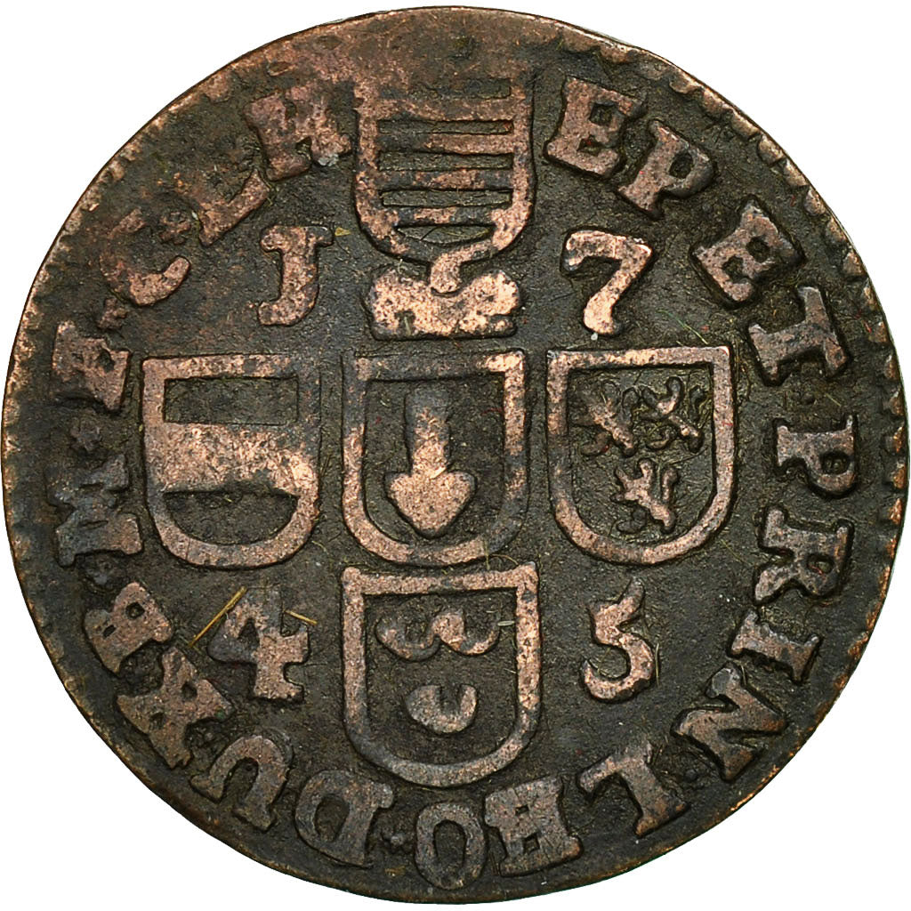 Monnaie, LIEGE, John Theodore, Liard, 1745, Liege, TB, Cuivre, KM:146