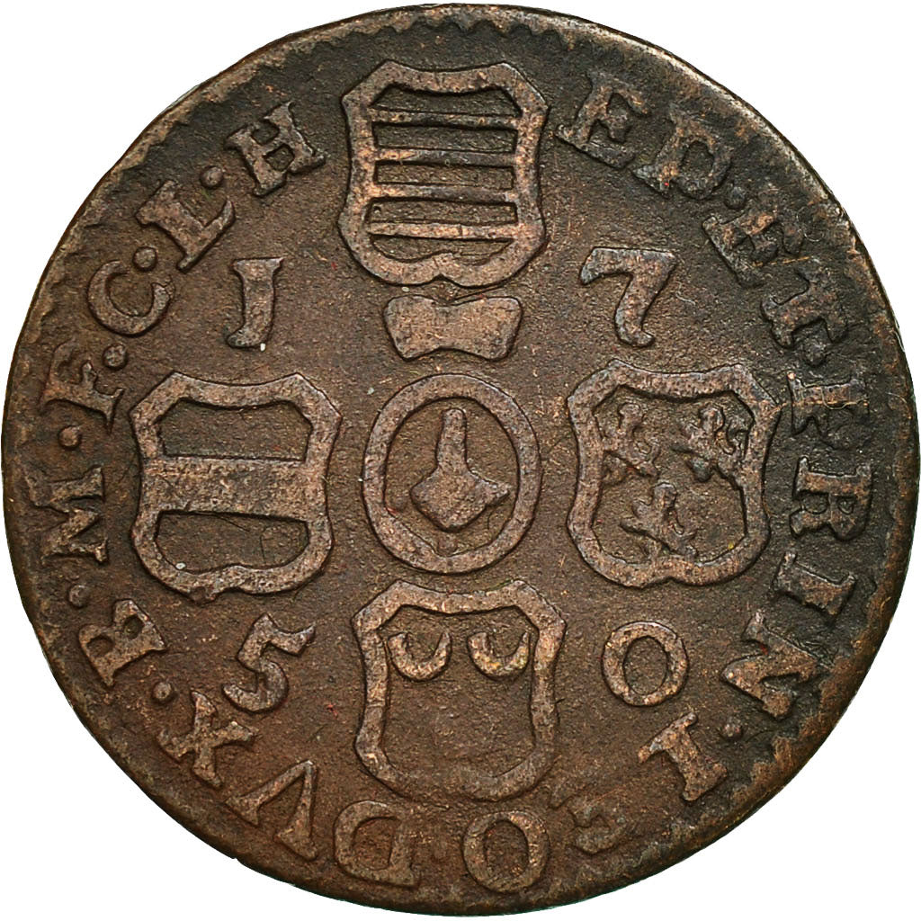 LIEGE, John Theodore, Liard, 1750, Liege, VF(30-35), Copper, KM:155