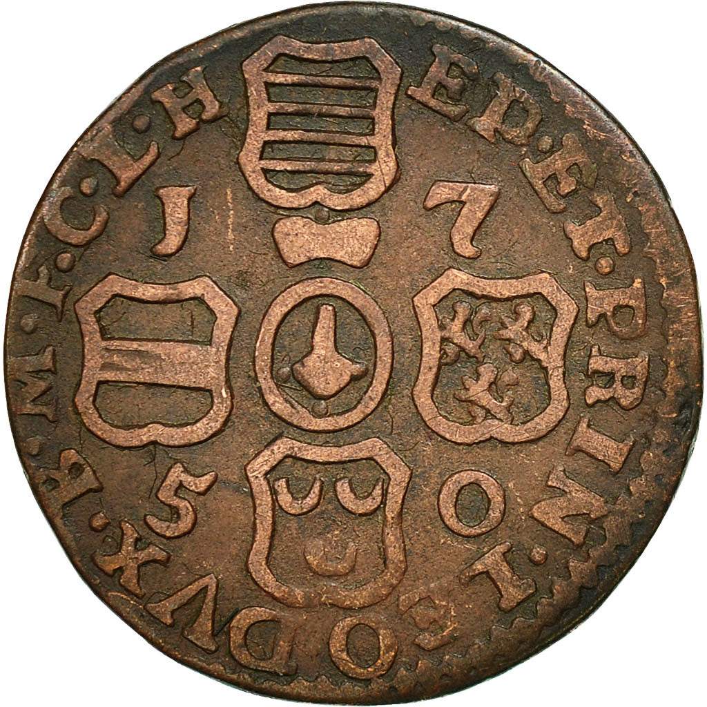 LIEGE, John Theodore, Liard, 1750, Liege, VF(30-35), Copper, KM:155