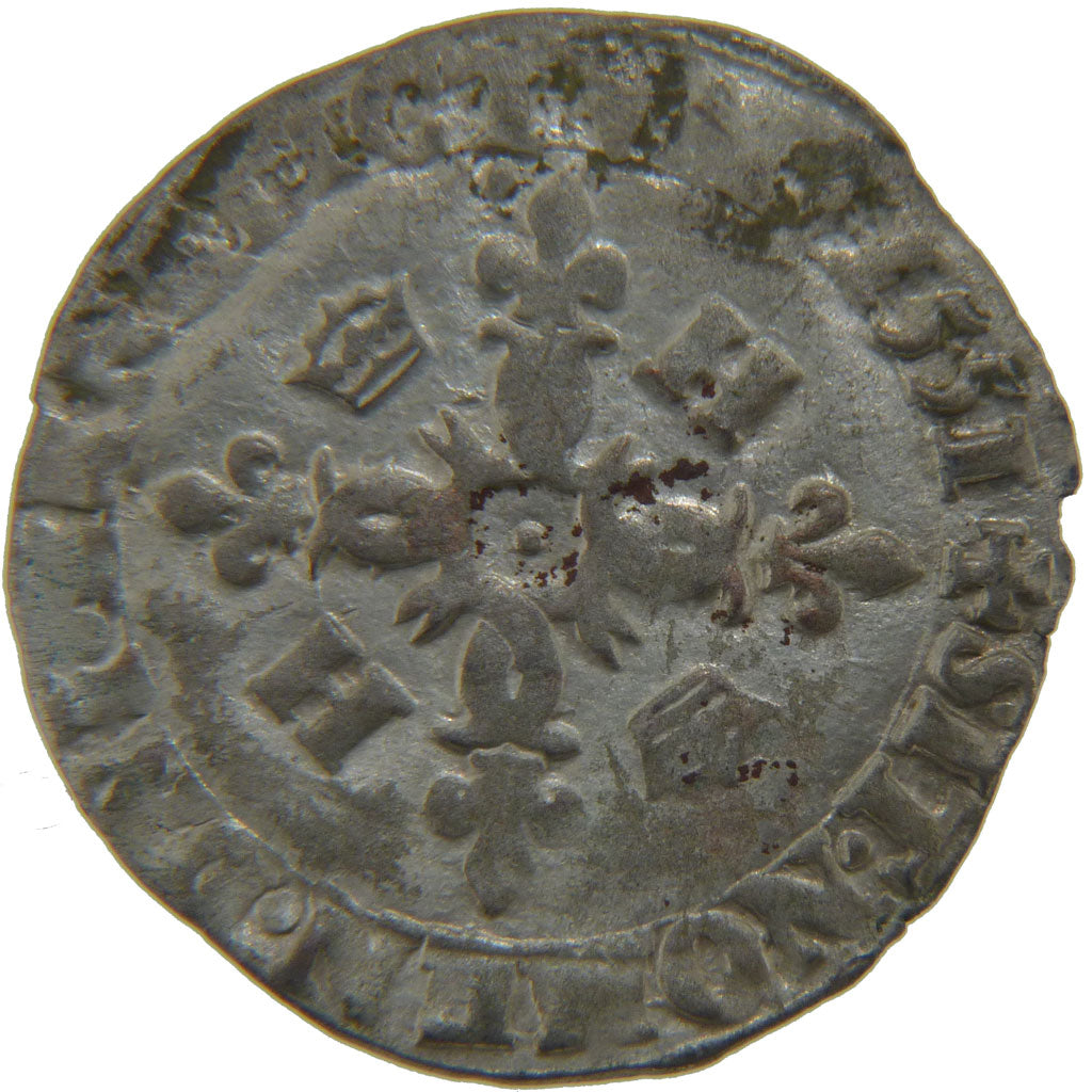 FRANCE, Douzain aux croissants, 1551, Saint Lô, VF(20-25), Silver, Ciani #1305, 