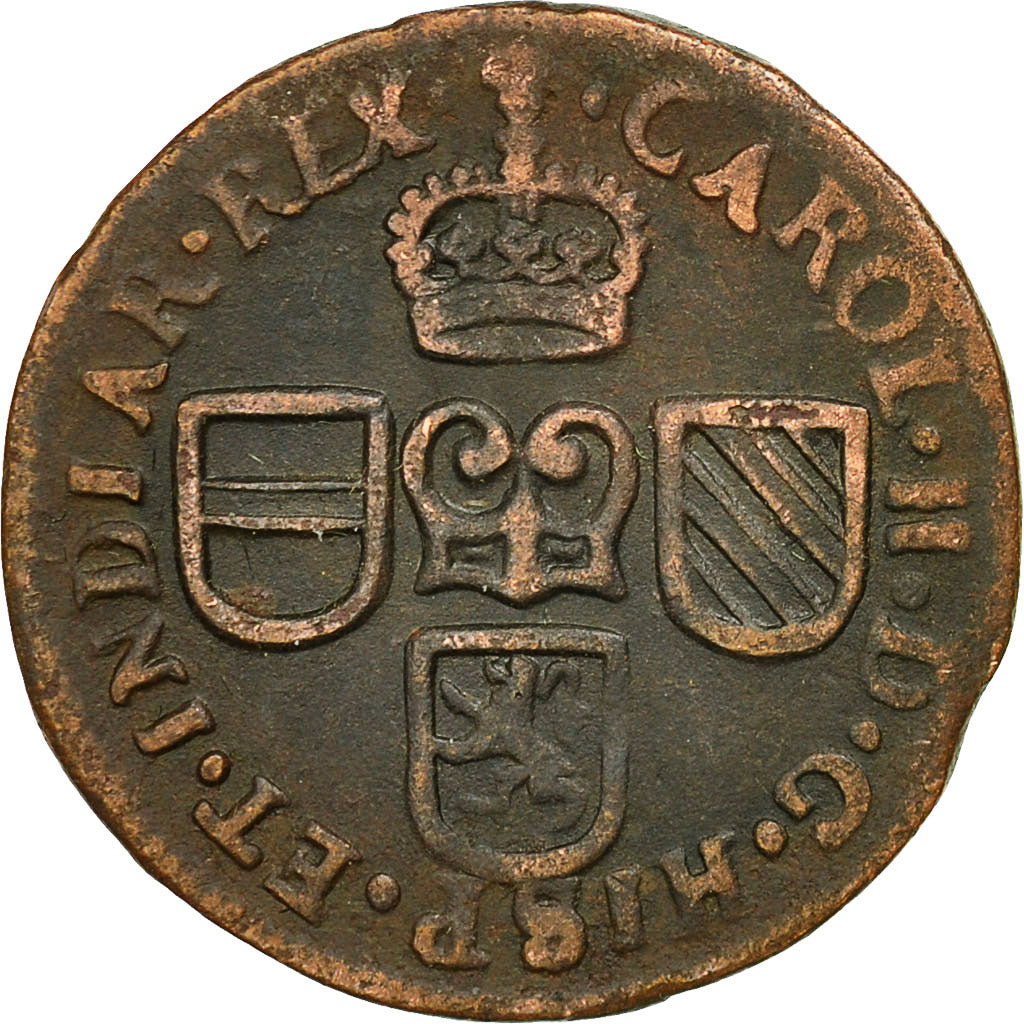 Spanish Netherlands, BRABANT, Liard, 12 Mites, 1691, Brabant, VF(20-25), Copper