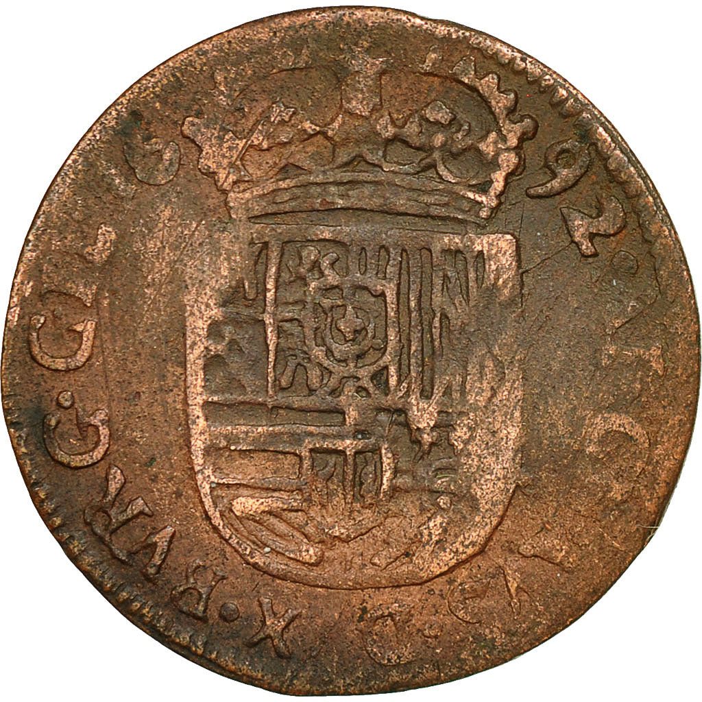 Coin, Spanish Netherlands, Flanders, Liard, 12 Mites, 1692, VF(20-25), Copper