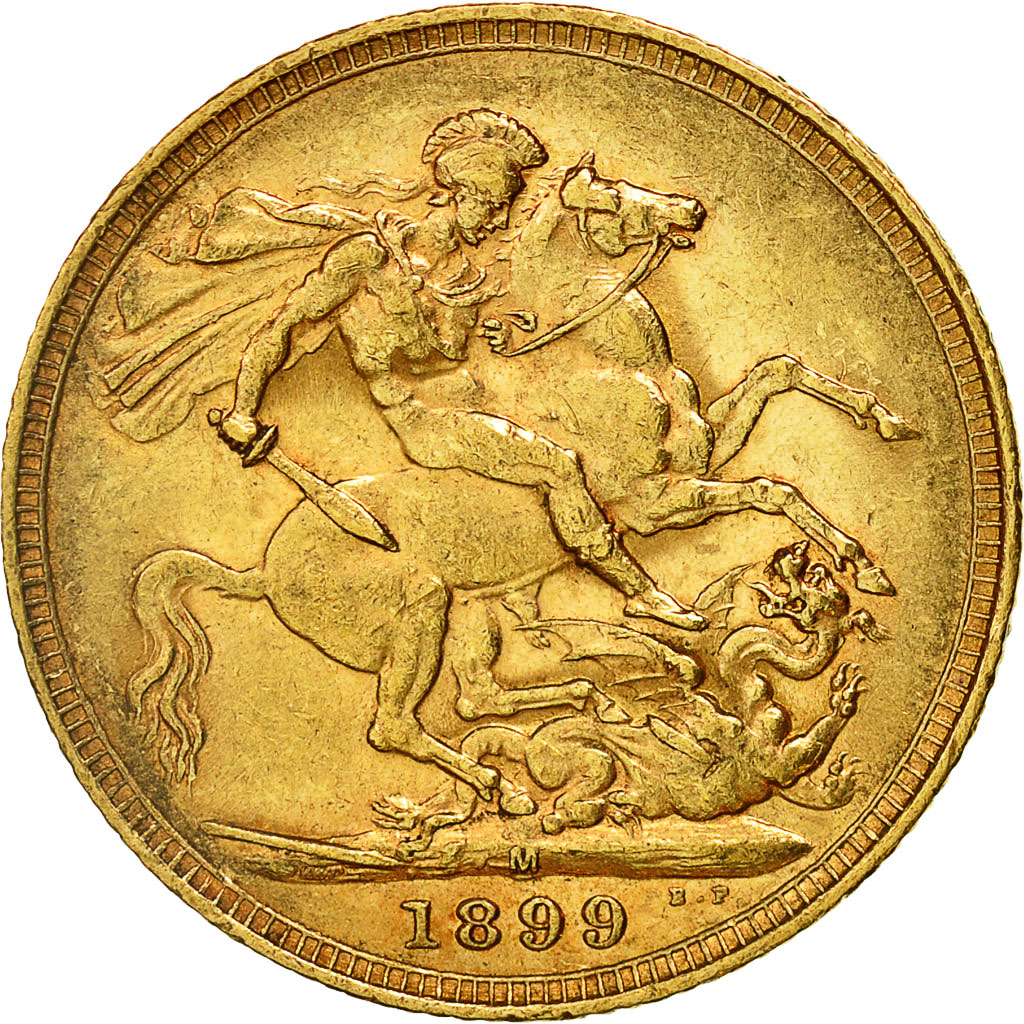 Coin, Australia, Victoria, Sovereign, 1899, Melbourne, EF(40-45), Gold, KM:13