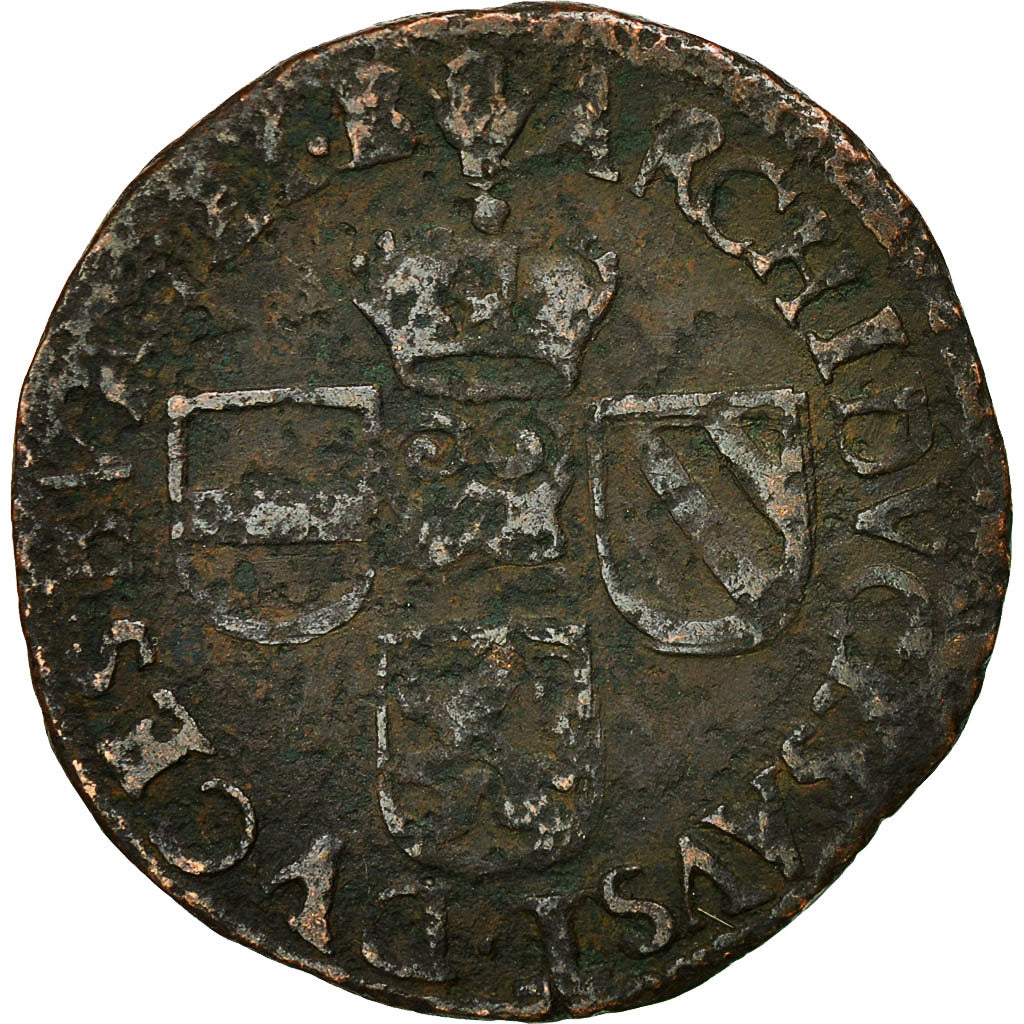 Spanish Netherlands, BRABANT, Liard, 12 Mites, 1608, Antwerp, VF(20-25), Copper