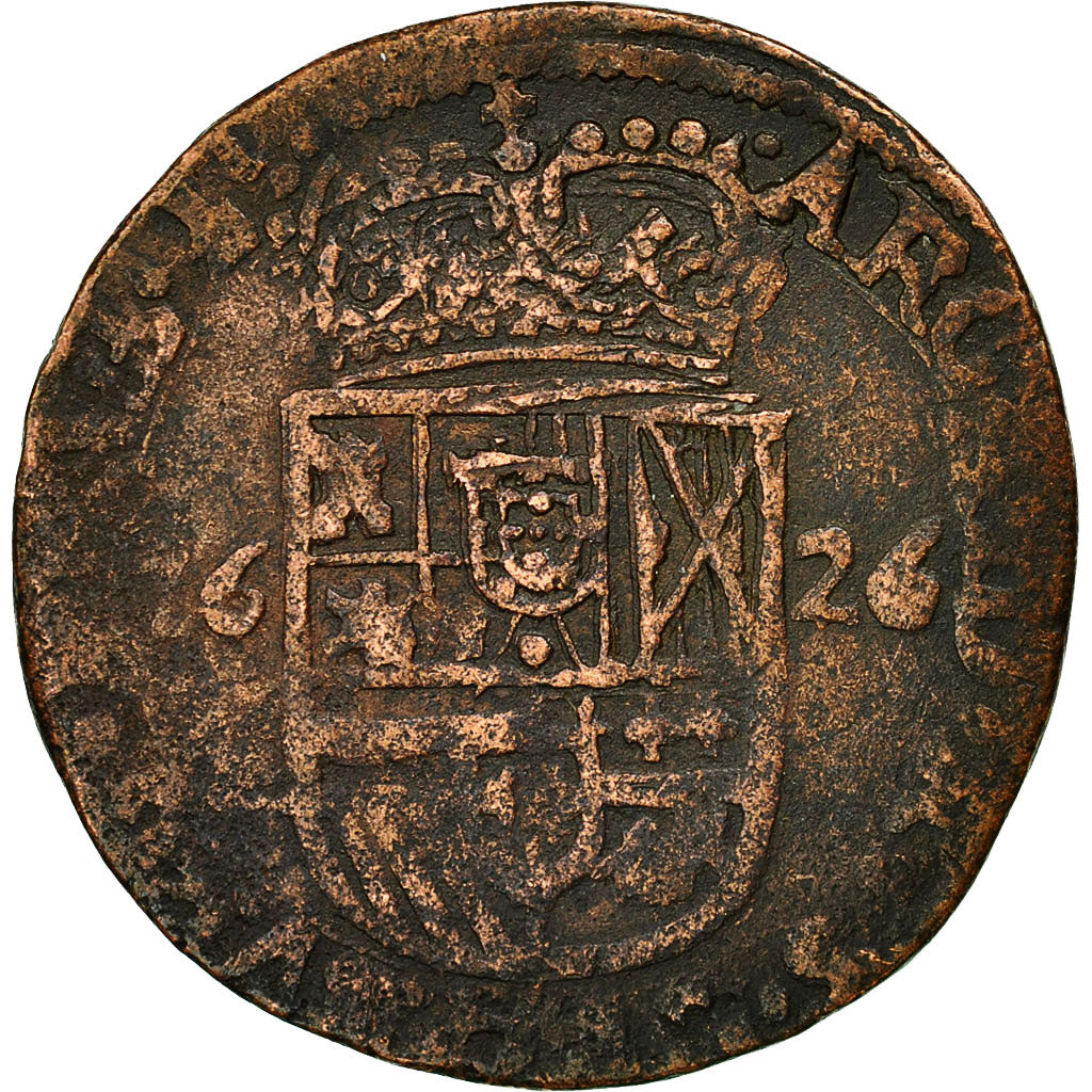 Spanish Netherlands, Philip IV, Liard, 1626, Maastricht, VF(20-25), Copper