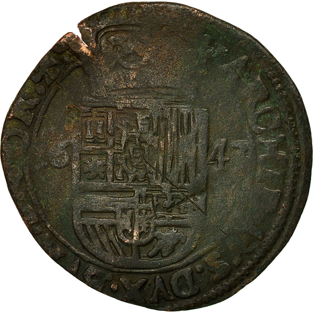 Coin, Spanish Netherlands, Philip IV, Liard, 1643, Tournai, VF(20-25), Copper