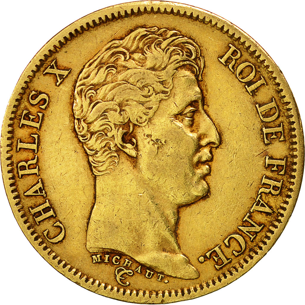 Coin, France, Charles X, 40 Francs, 1824, Paris, EF(40-45), Gold, KM:721.1
