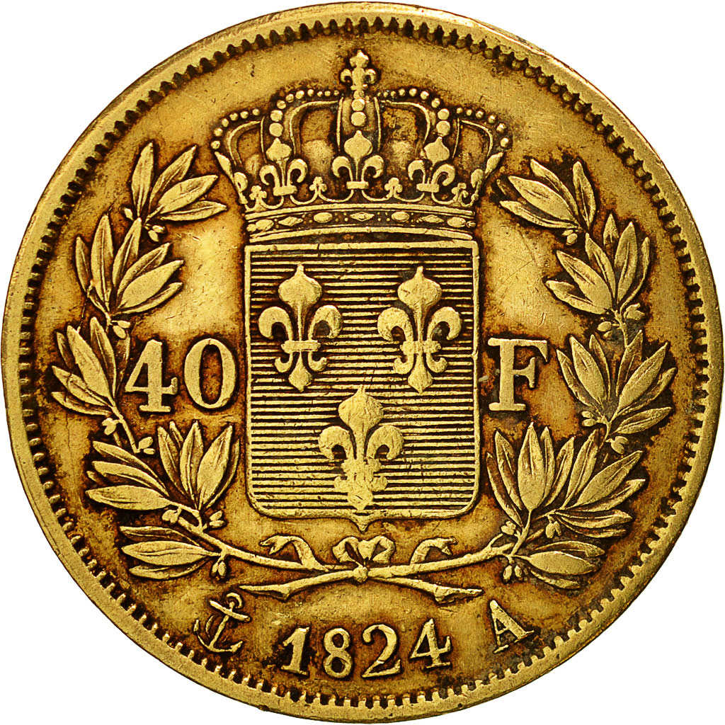 Coin, France, Charles X, 40 Francs, 1824, Paris, EF(40-45), Gold, KM:721.1