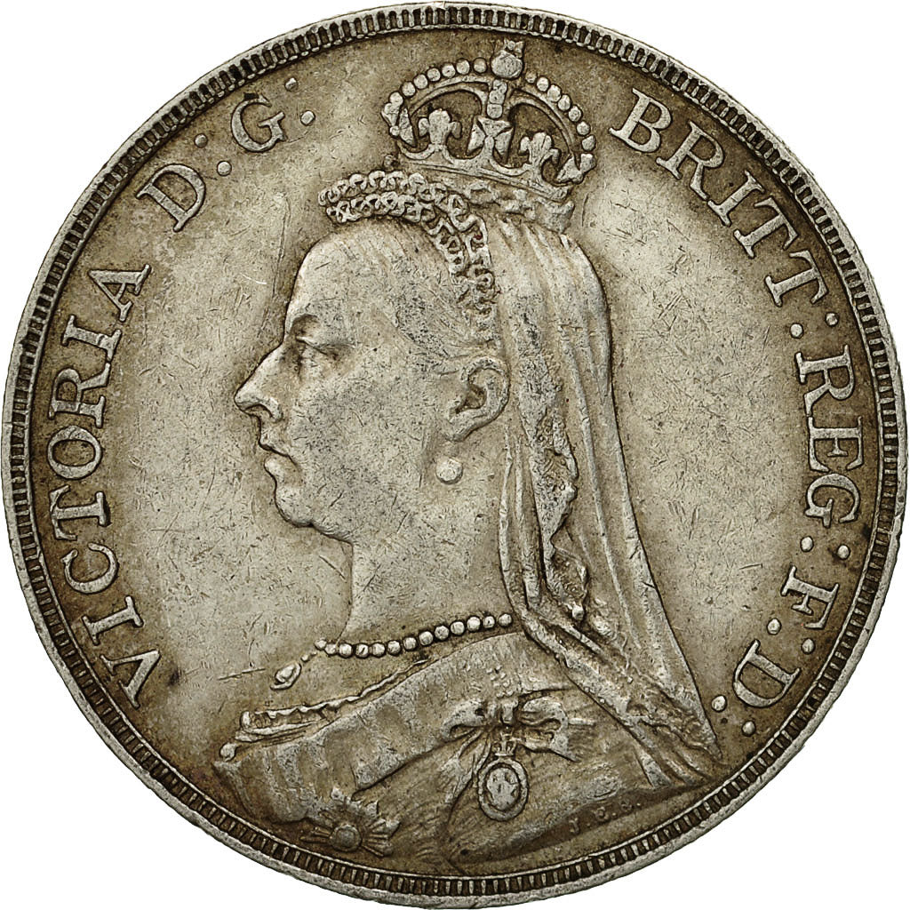 Coin, Great Britain, Victoria, Crown, 1891, EF(40-45), Silver, KM:765