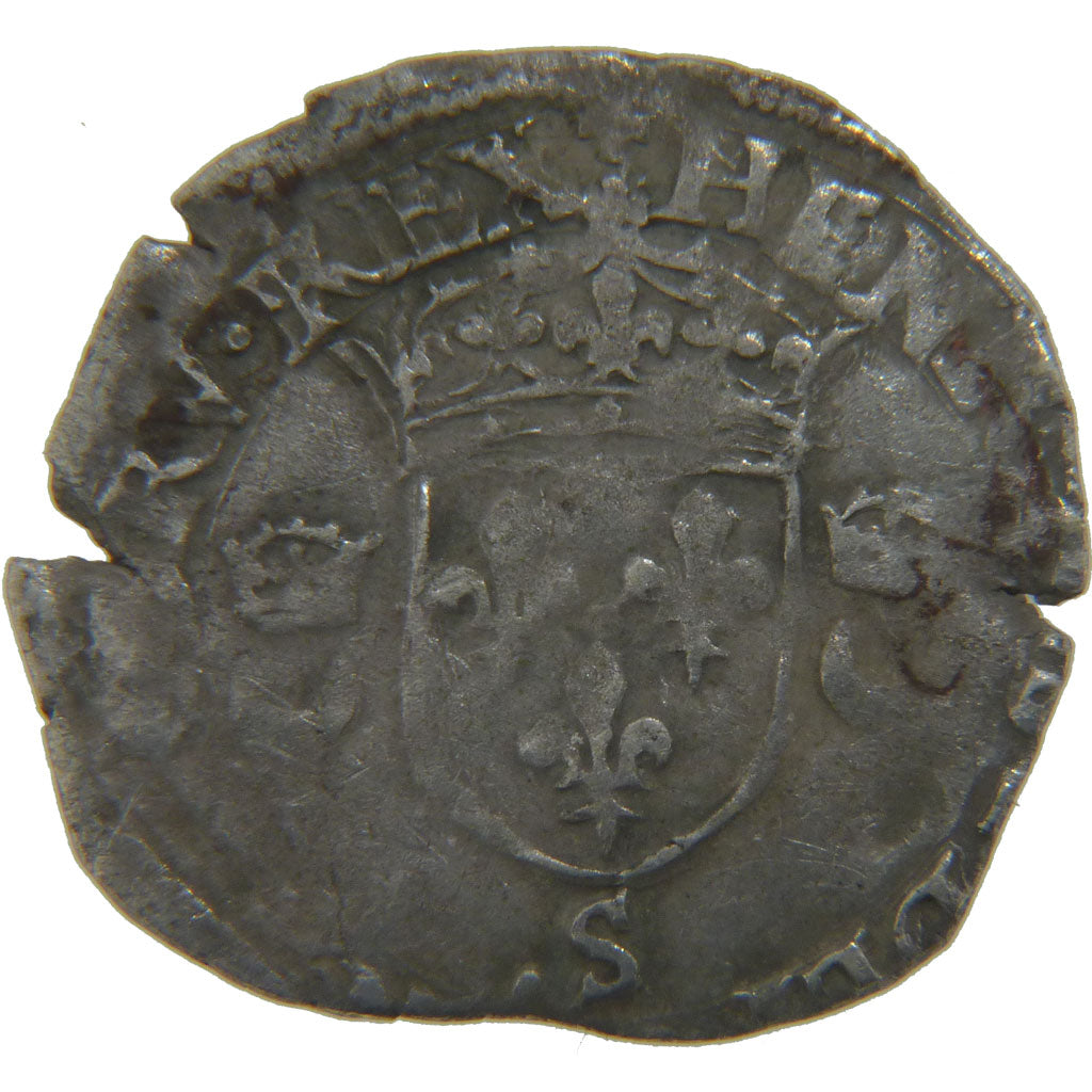 FRANCE, Douzain aux croissants, 1552, Troyes, F(12-15), Silver, Ciani #1305,...