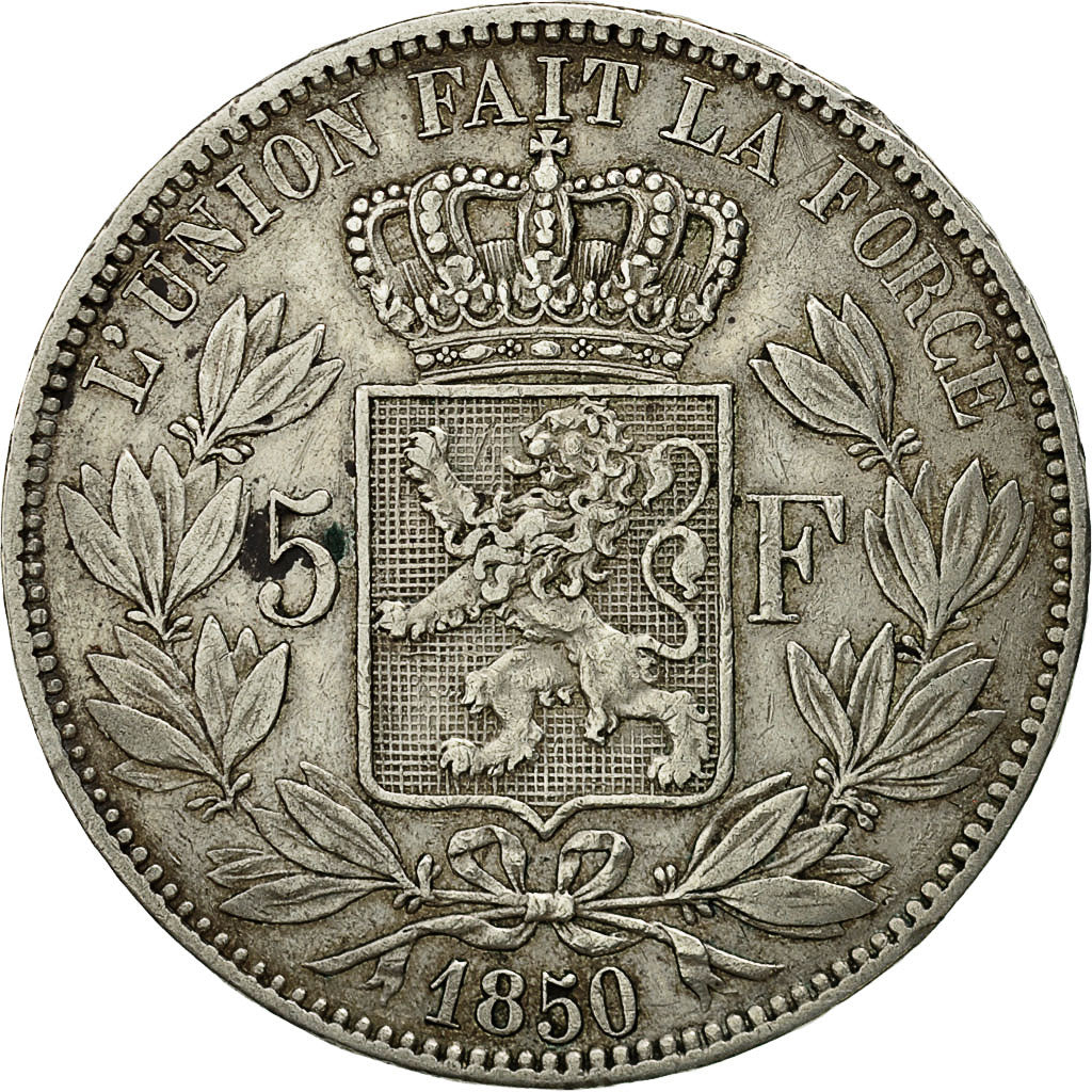 Belgium, Leopold I, 5 Francs, 5 Frank, 1850, EF(40-45), Silver, KM:17