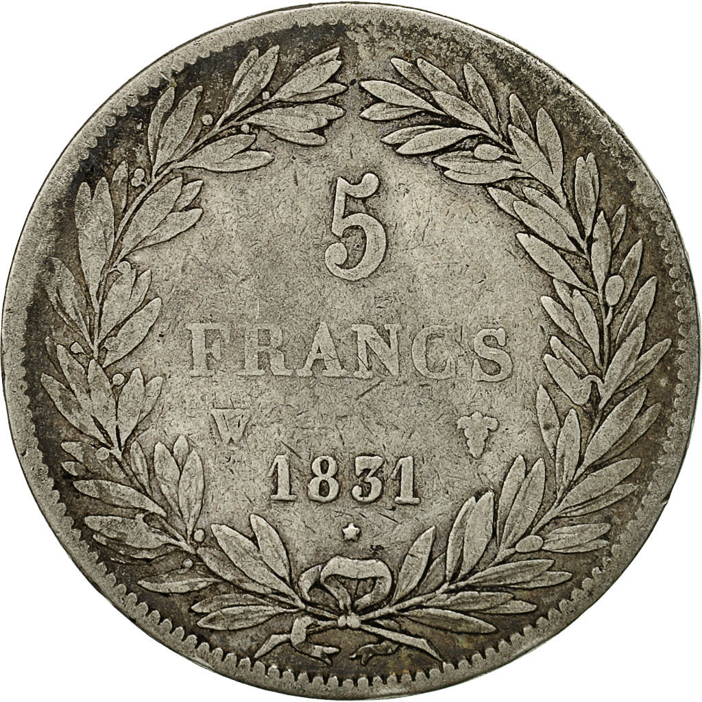 Coin, France, Louis-Philippe, 5 Francs, 1831, Lille, VF(20-25), Silver