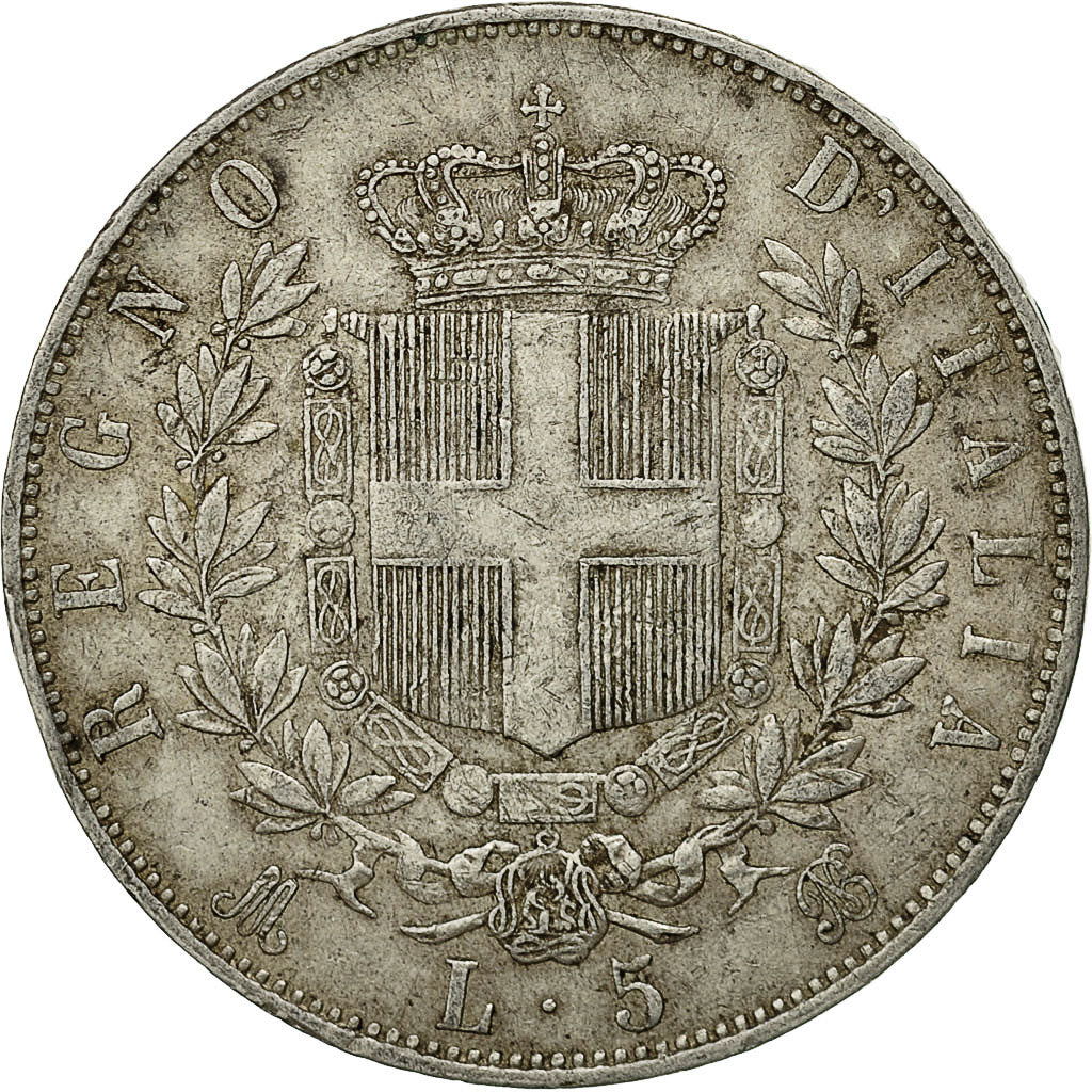 Italia, Vittorio Emanuele II, 5 Lire, 1870, Milan, BB, Argento, KM:8.3