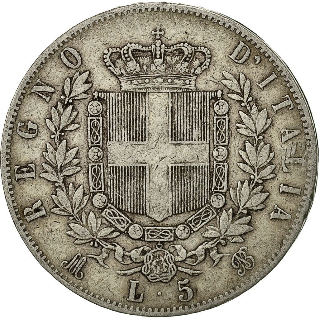 Moneta, Italia, Vittorio Emanuele II, 5 Lire, 1874, Milan, MB, Argento, KM:8.3