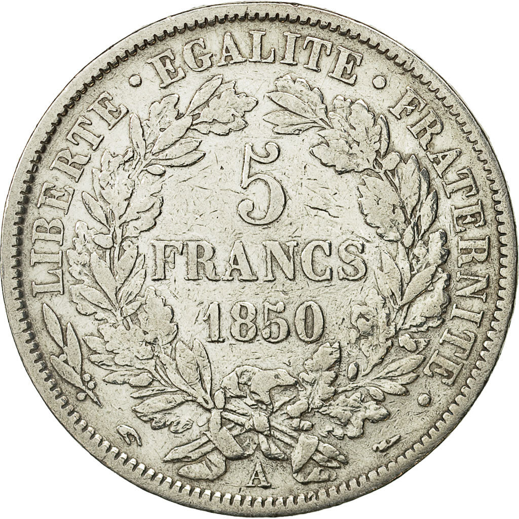 France, Cérès, 5 Francs, 1850, Paris, VF(20-25), Silver, KM:761.1, Gadoury:719