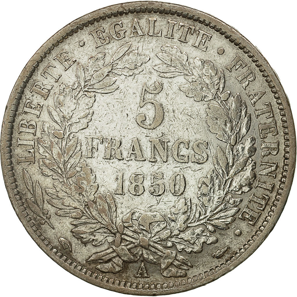 France, Cérès, 5 Francs, 1850, Paris, EF(40-45), Silver, KM:761.1, Gadoury:719