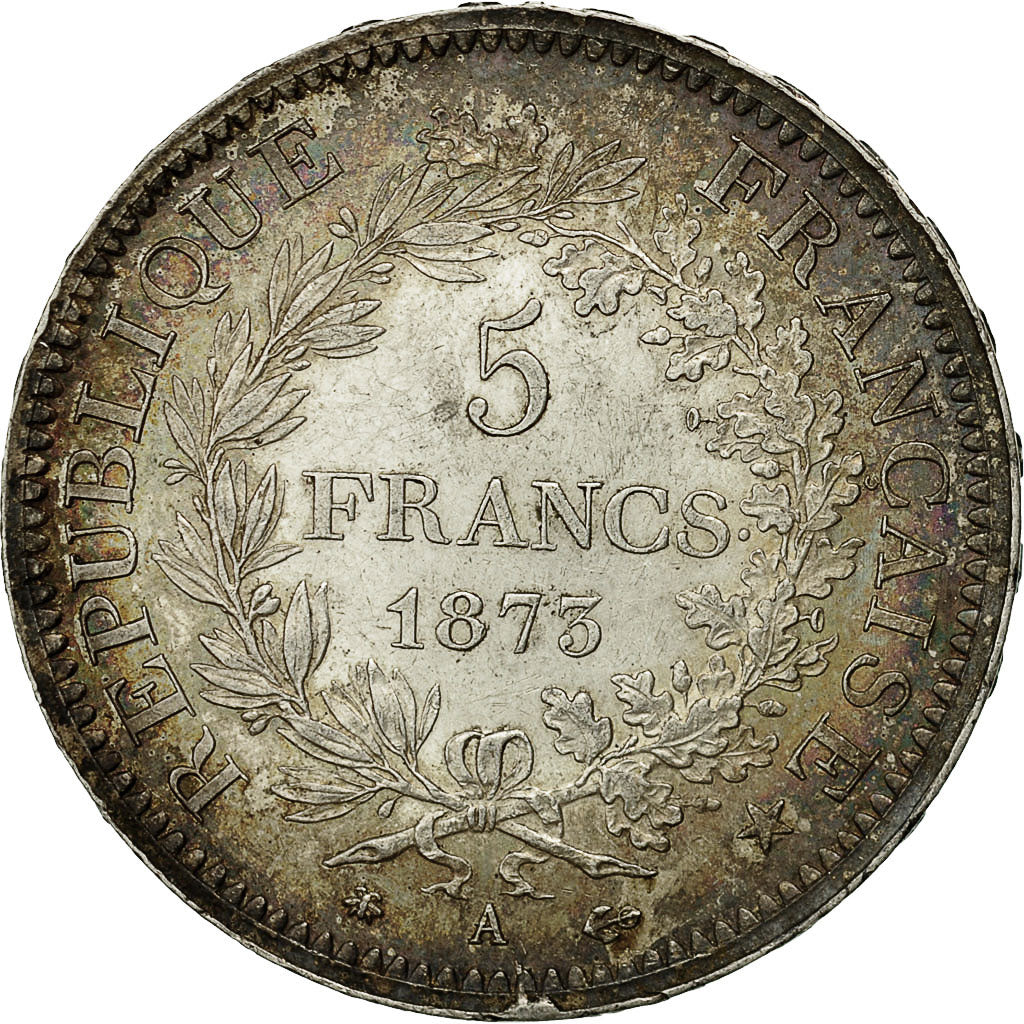 France, Hercule, 5 Francs, 1873, Paris, MS(60-62), Silver, KM:820.1