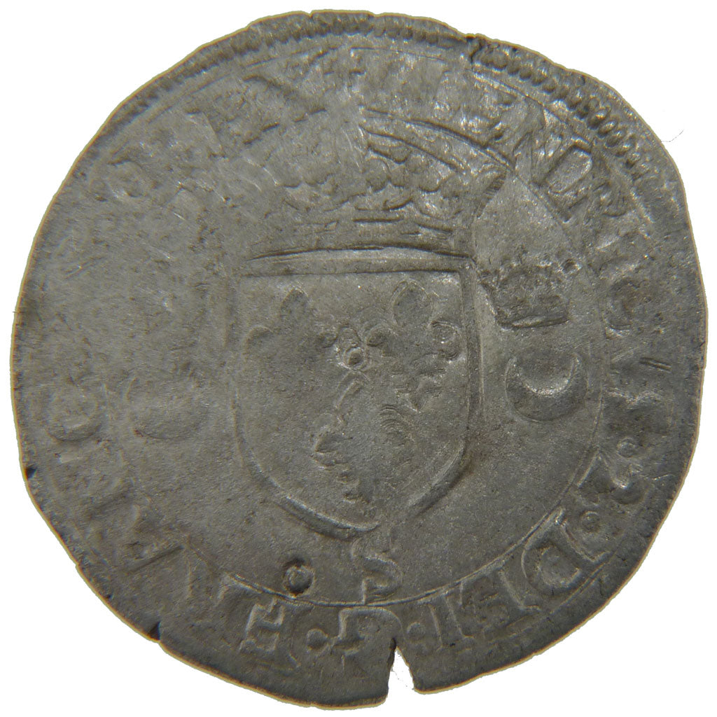FRANCE, Douzain aux croissants, 1552, Troyes, F(12-15), Silver, Ciani #1305,...