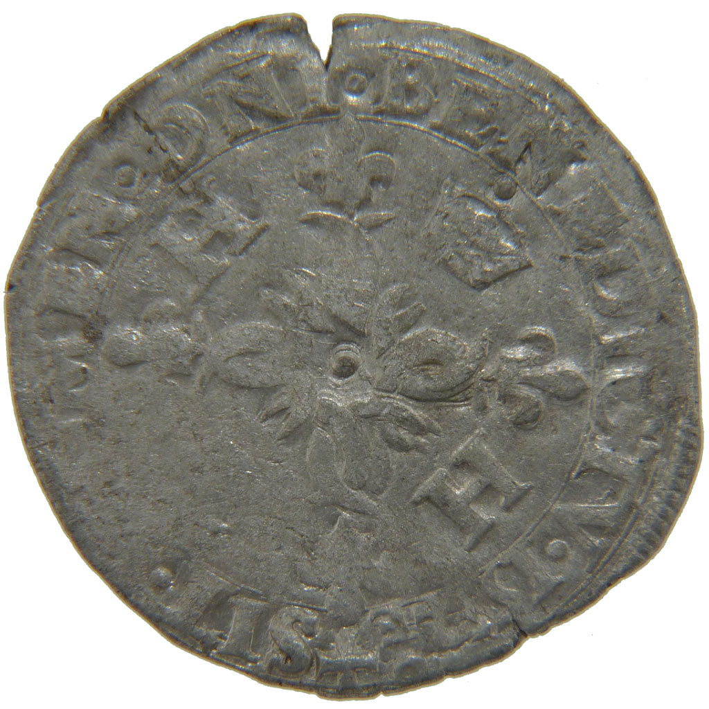 FRANCE, Douzain aux croissants, 1552, Troyes, F(12-15), Silver, Ciani #1305,...