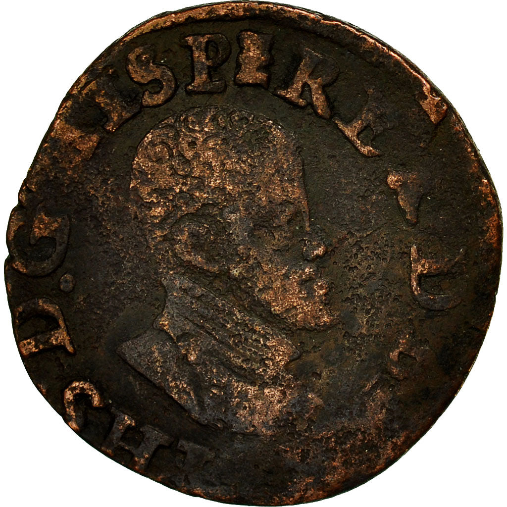 Paesi Bassi Spagnoli, Philip II, Double Courte, Uncertain Mint, MB, Rame