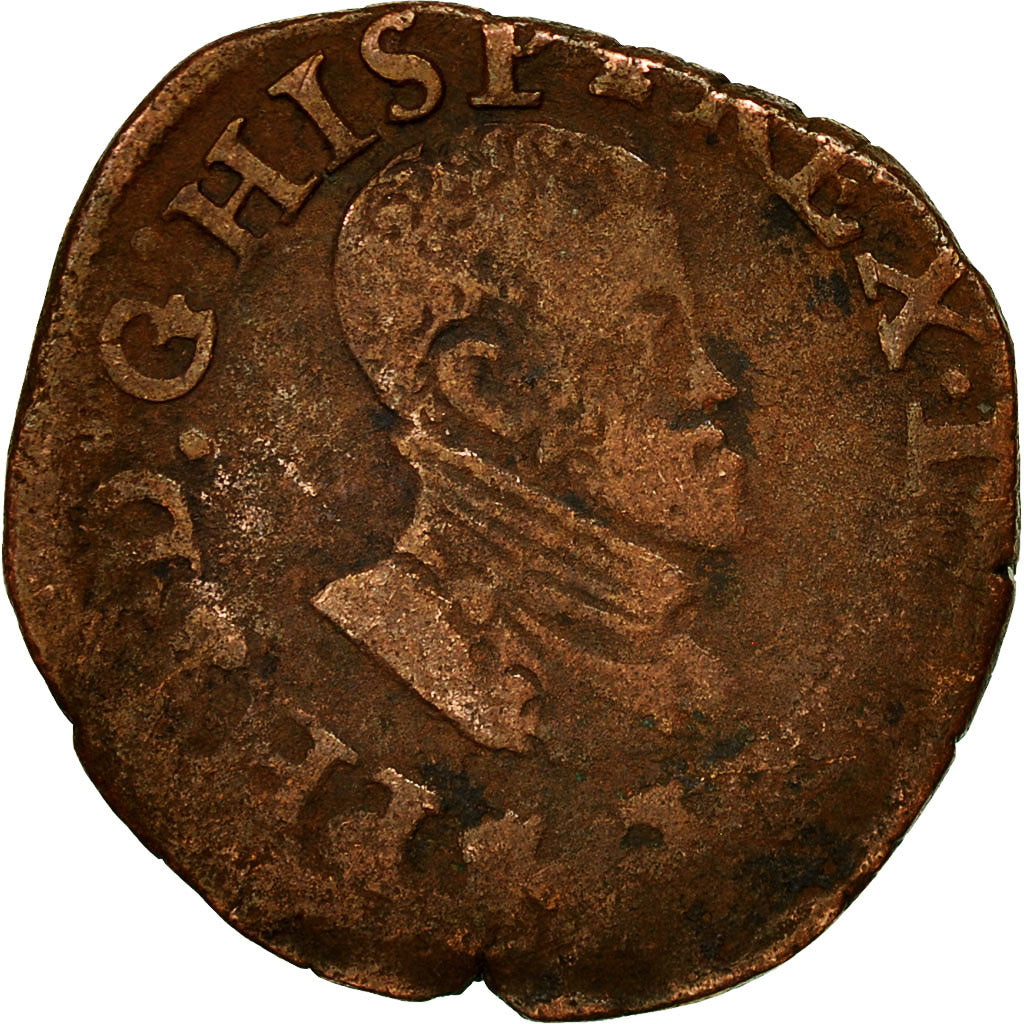 Coin, Spanish Netherlands, Philip II, Double Courte, Undated, Anvers, VF(20-25)