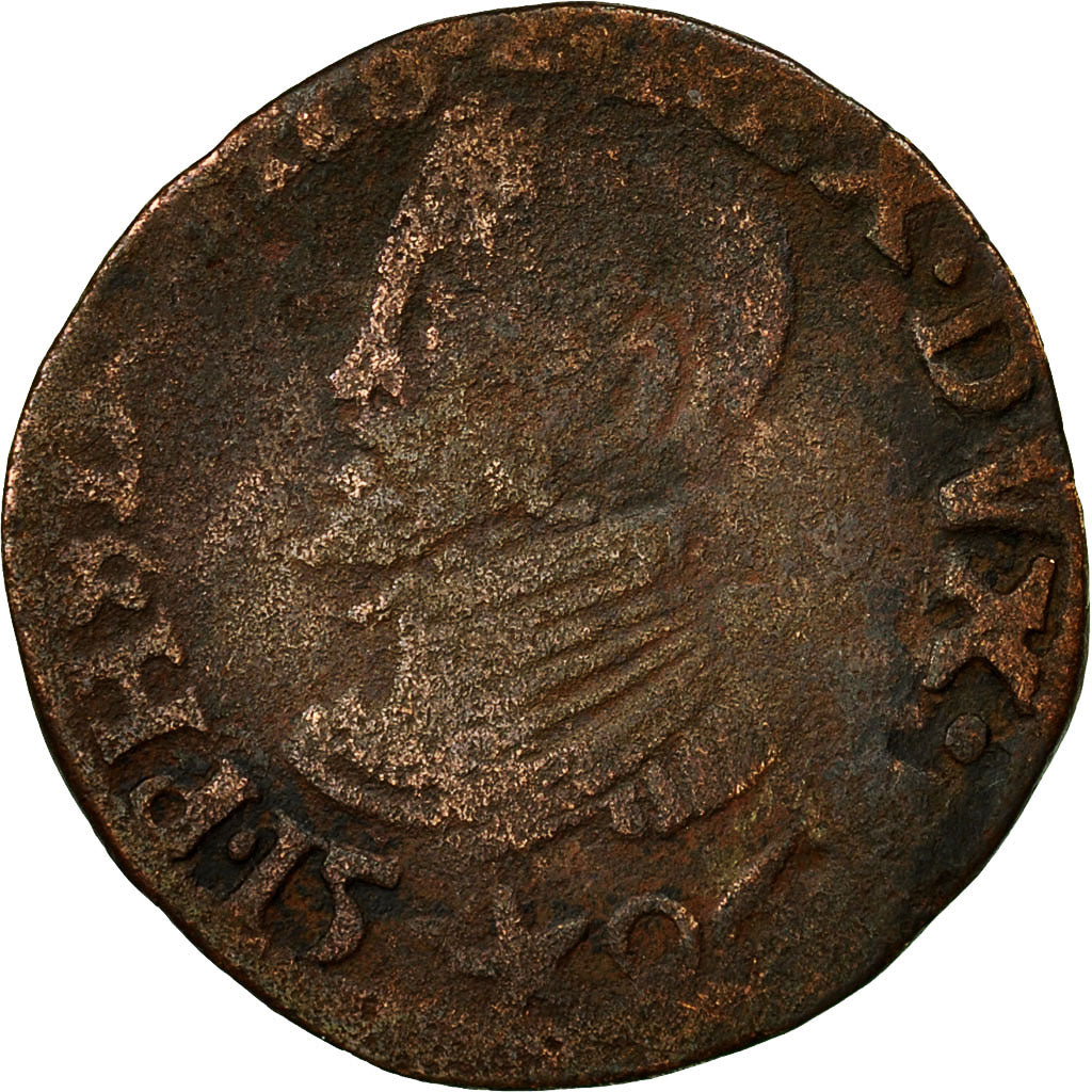 Monnaie, Pays-Bas espagnols, Philippe II, Gigot, 1596, Maastricht, TB, Cuivre