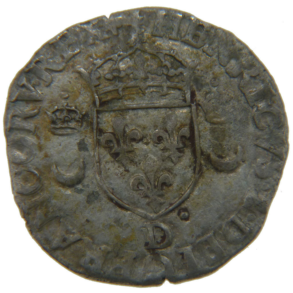 FRANCE, Douzain aux croissants, 1553, Lyons, VF(30-35), Silver, Ciani #1305,...