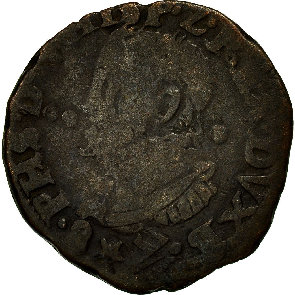 Spanish Netherlands, Philip II, Gigot, 1587, Maastricht, VF(20-25), Copper