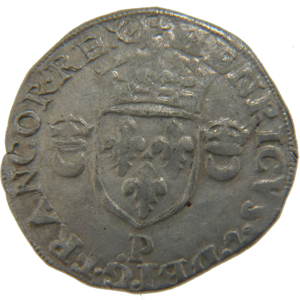 FRANCE, Douzain aux croissants, 1555, Dijon, VF(30-35), Silver, Ciani #1305,...