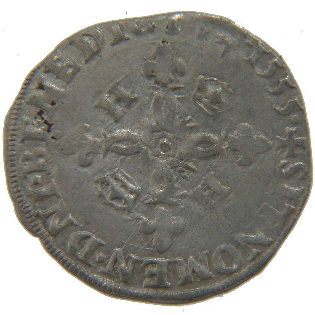 FRANCE, Douzain aux croissants, 1555, Dijon, VF(30-35), Silver, Ciani #1305,...