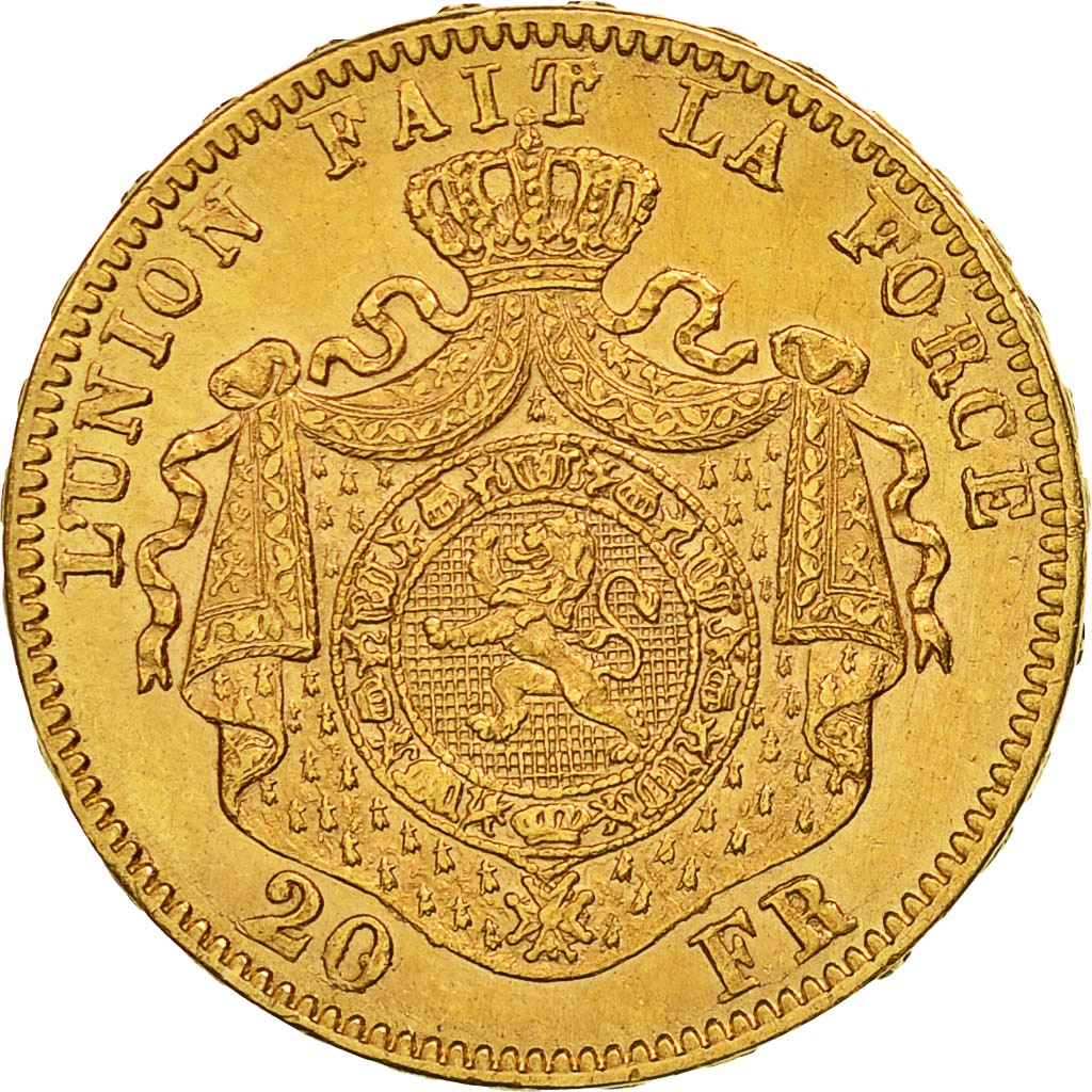 Coin, Belgium, Leopold II, 20 Francs, 20 Frank, 1870, AU(50-53), Gold, KM:32