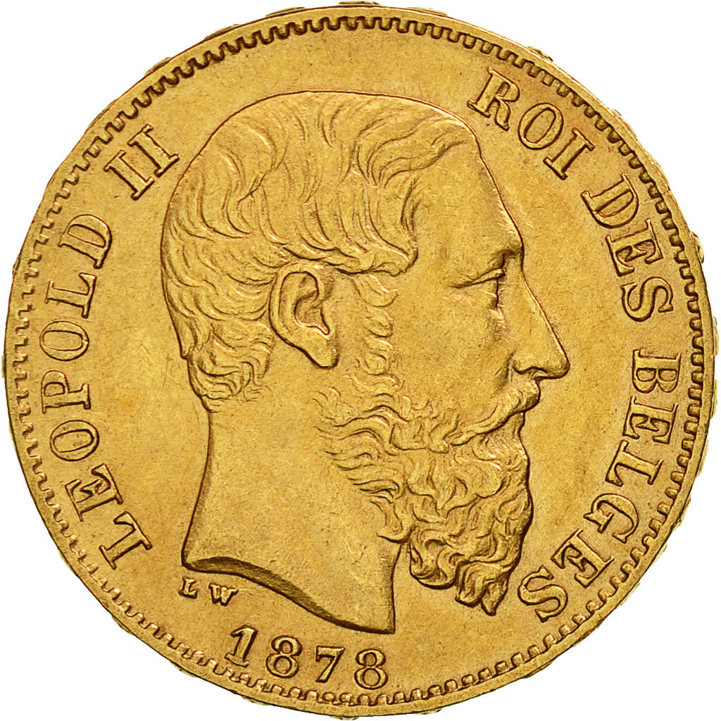 Münze, Belgien, Leopold II, 20 Francs, 20 Frank, 1878, SS+, Gold, KM:37