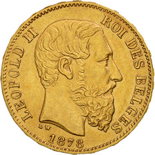 Münze, Belgien, Leopold II, 20 Francs, 20 Frank, 1878, SS+, Gold, KM:37