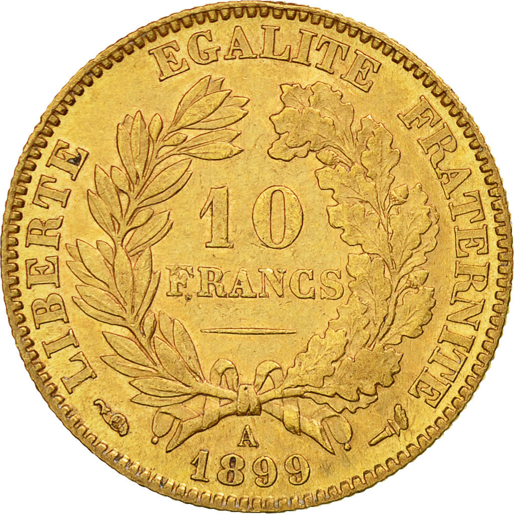 Moneta, Francia, Cérès, 10 Francs, 1899, Paris, BB+, Oro, KM:830, Gadoury:1016