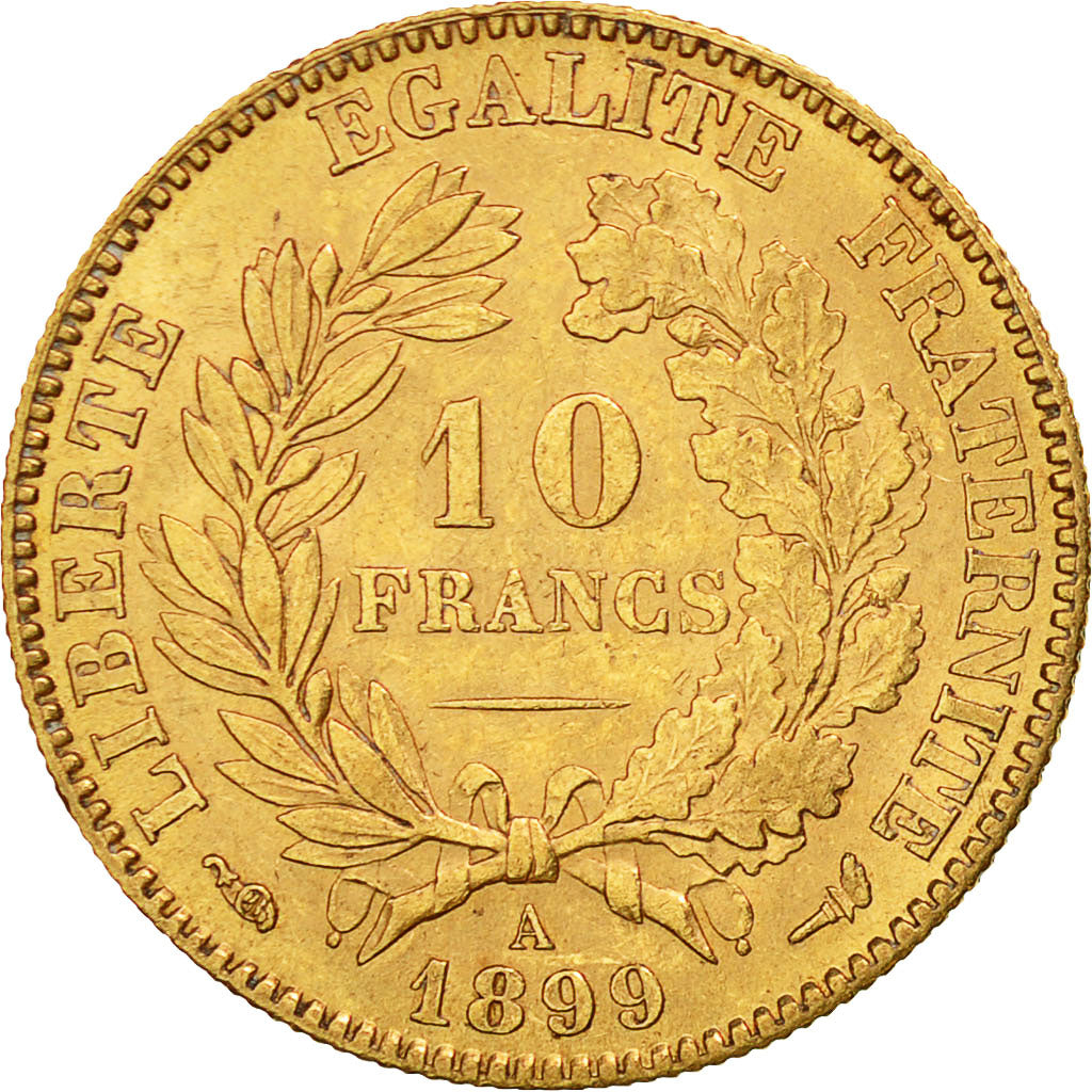 Coin, France, Cérès, 10 Francs, 1899, Paris, AU(50-53), Gold, KM:830