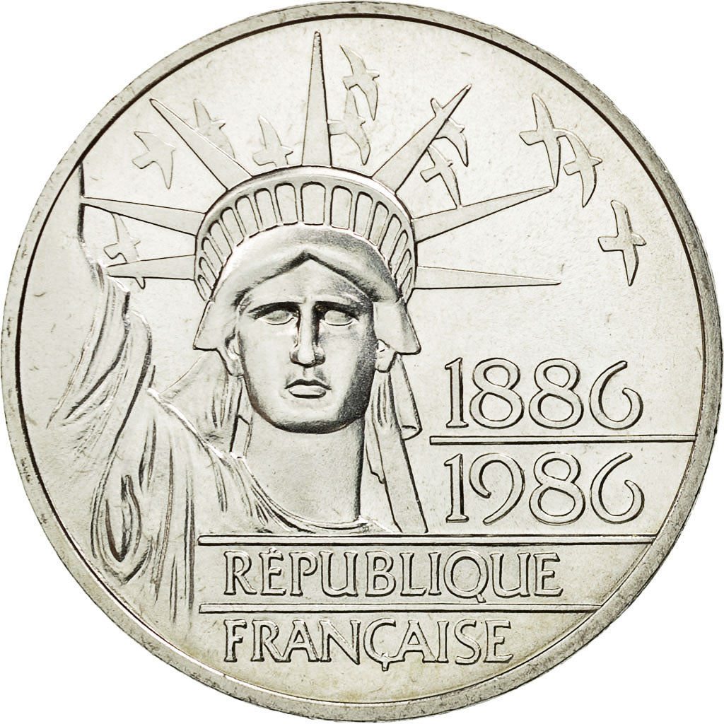 France, Statue de la Liberté, 100 Francs, 1986, MS(65-70), Silver, KM:960