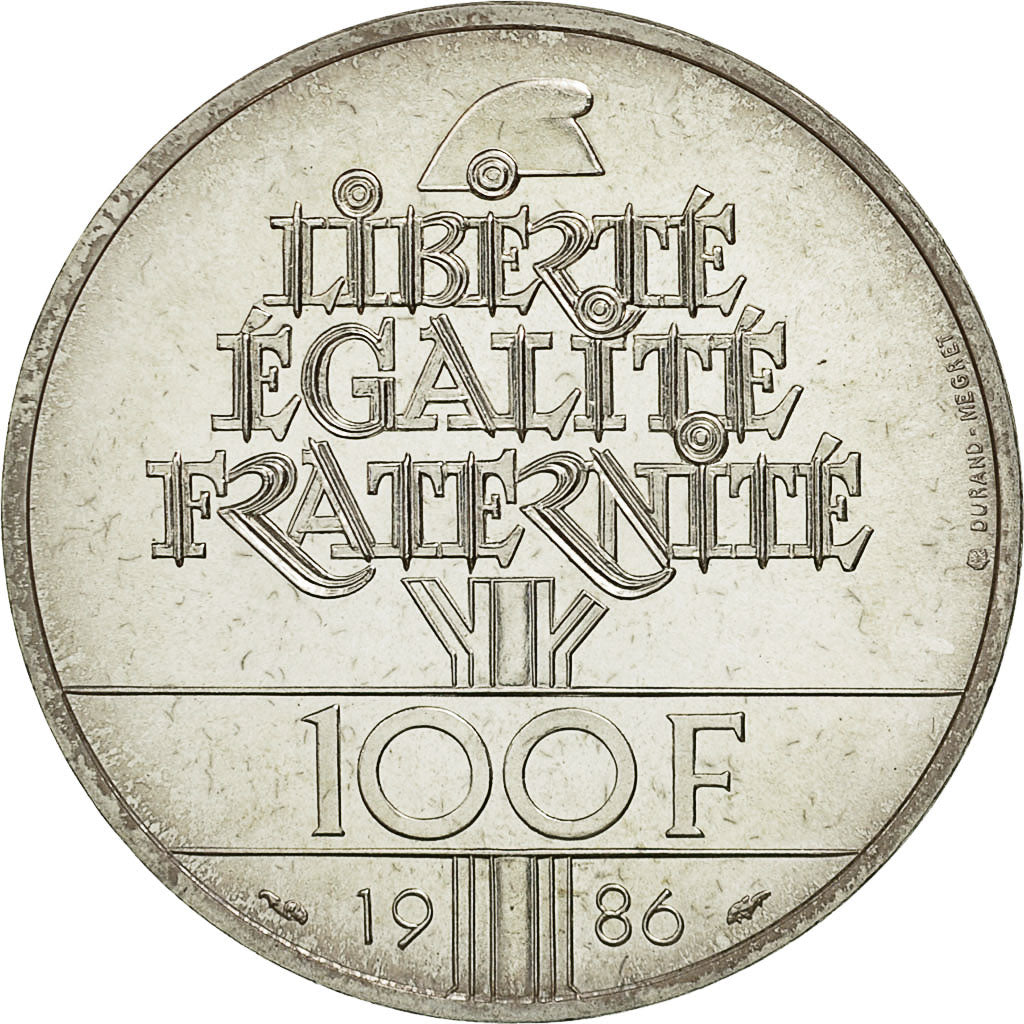 France, Statue de la Liberté, 100 Francs, 1986, MS(65-70), Silver, KM:960