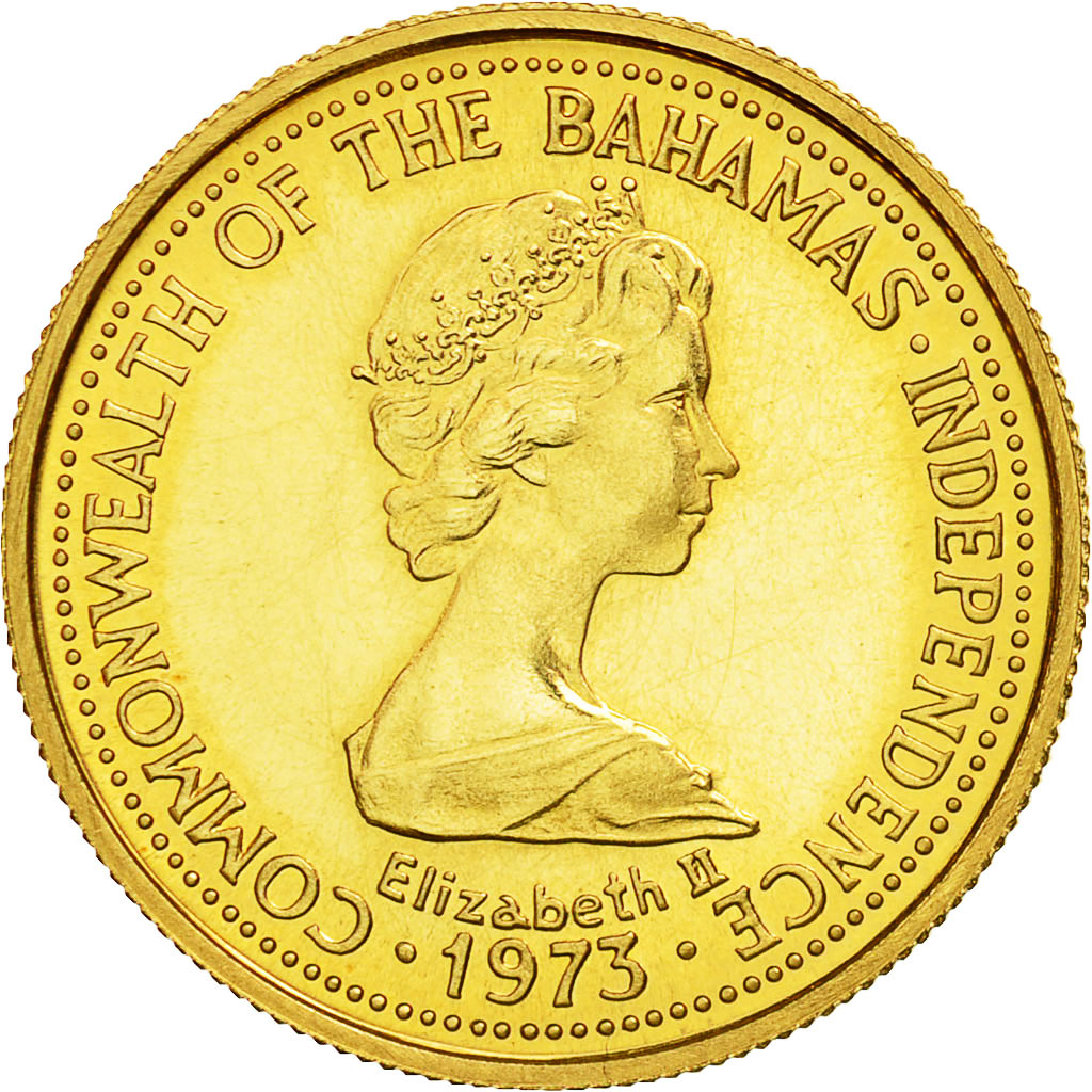 Coin, Bahamas, Elizabeth II, 100 Dollars, 1975, MS(63), Gold, KM:73
