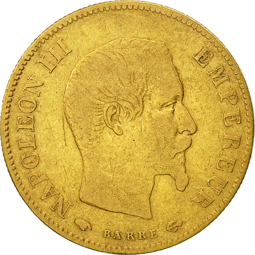 France, Napoleon III, 10 Francs, 1860, Paris, VF(20-25), Gold, KM:784.3